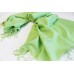 PL9 Gorgeous Moss Colored Pashmina Silk Shawl-wrap Handmade in Nepal